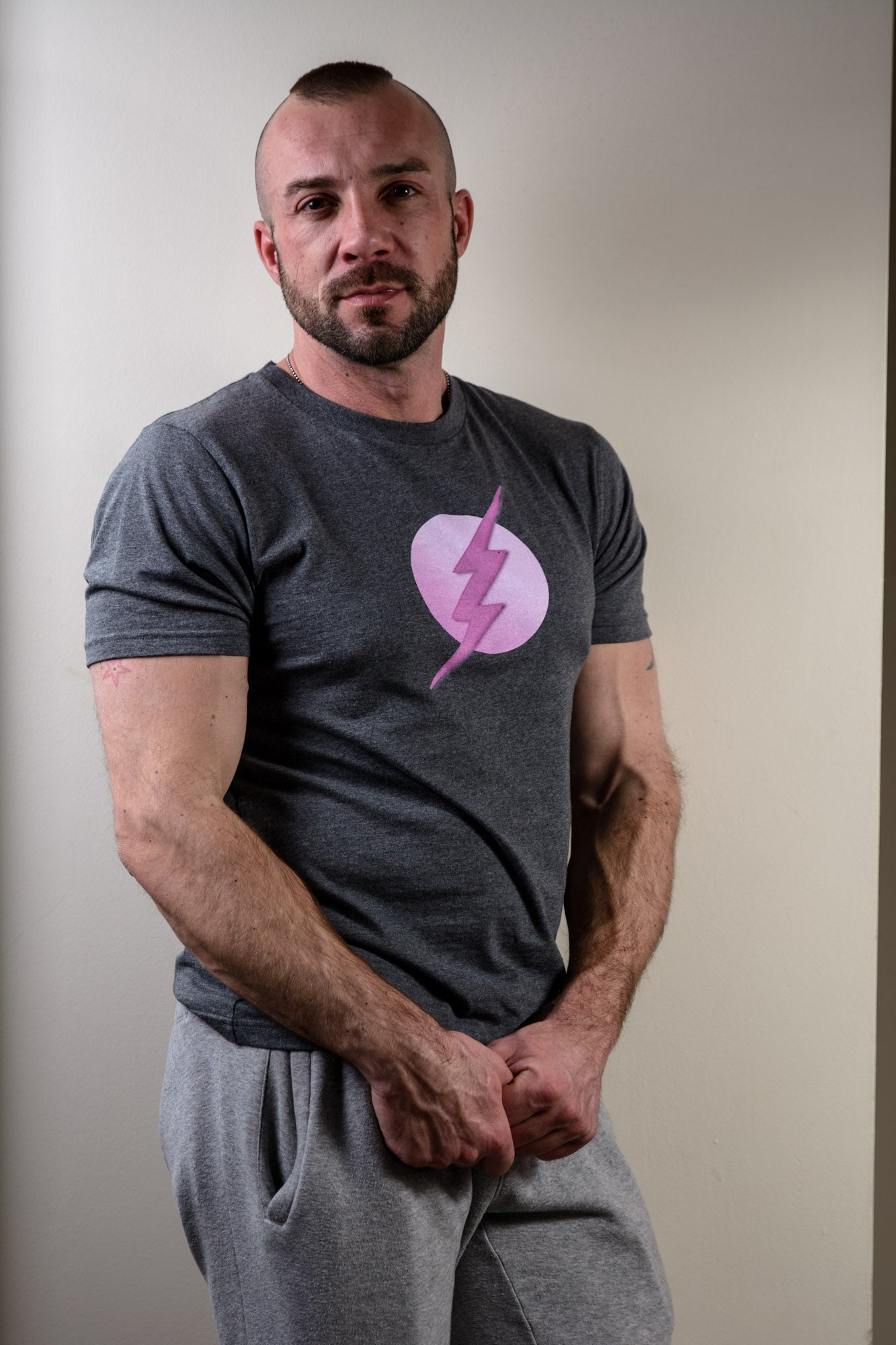 Grey & Pink Superhero Organic Cotton T-Shirt