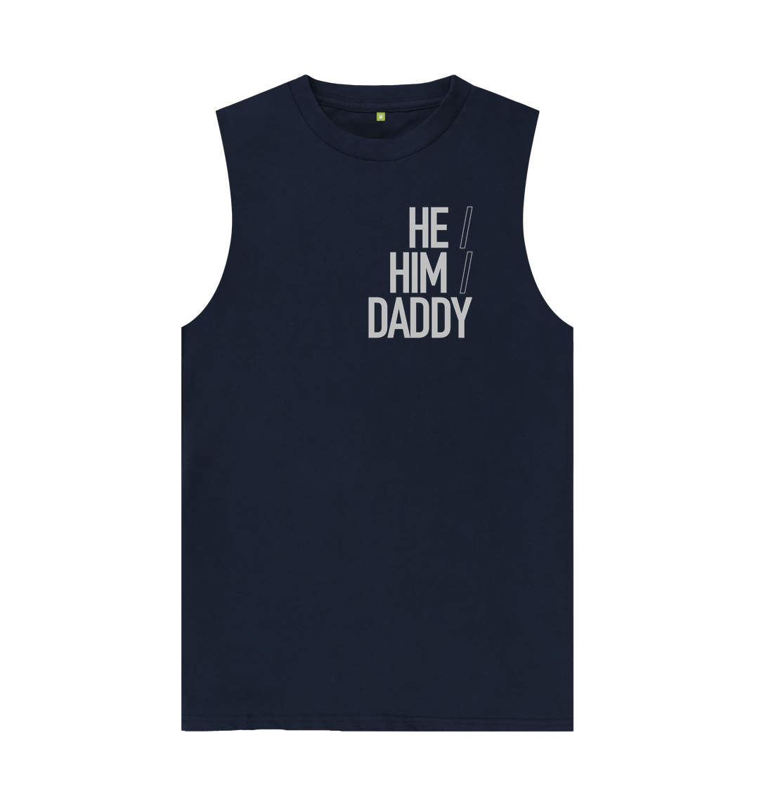 Navy Blue He\/Him\/Daddy Organic Cotton Vest