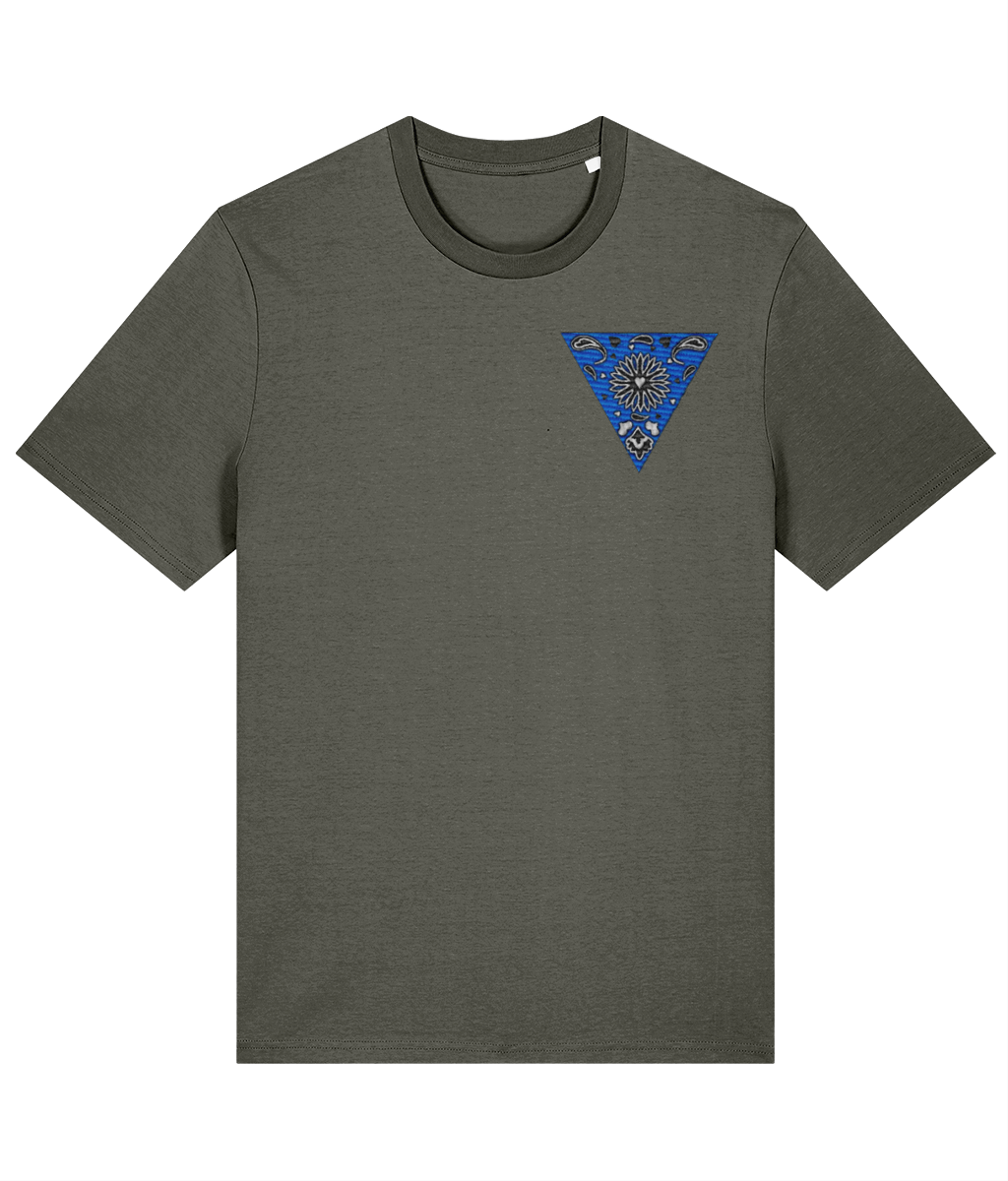 Flagging Blue Embroidered Organic T-shirt