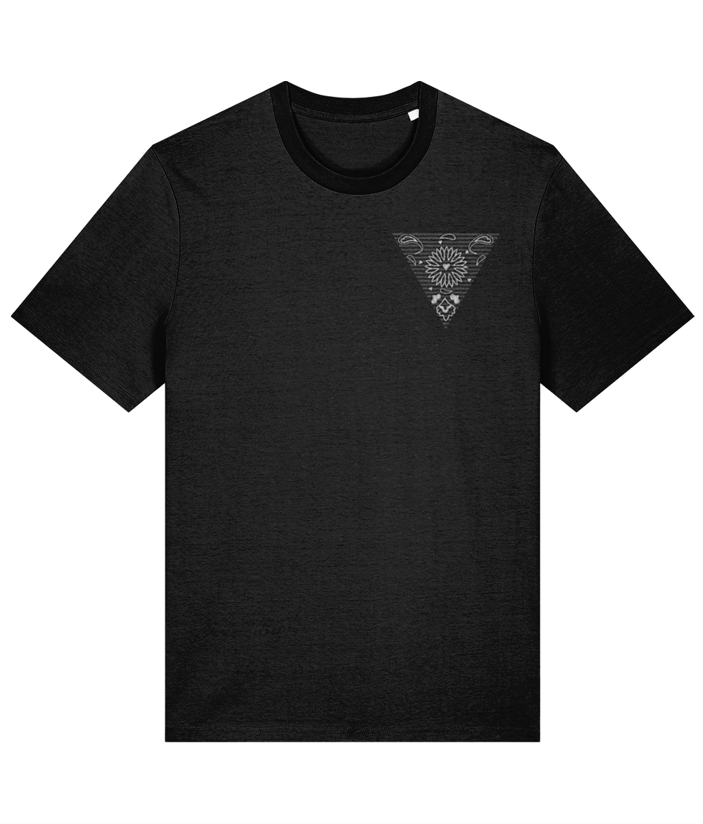 Flagging Black Embroidered Organic T-shirt