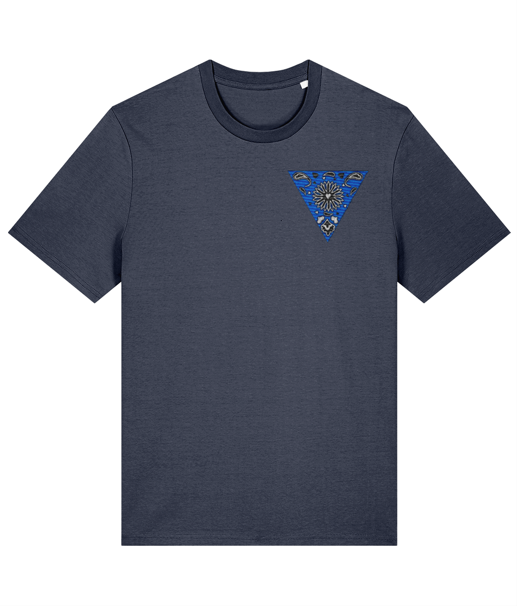 Flagging Blue Embroidered Organic T-shirt