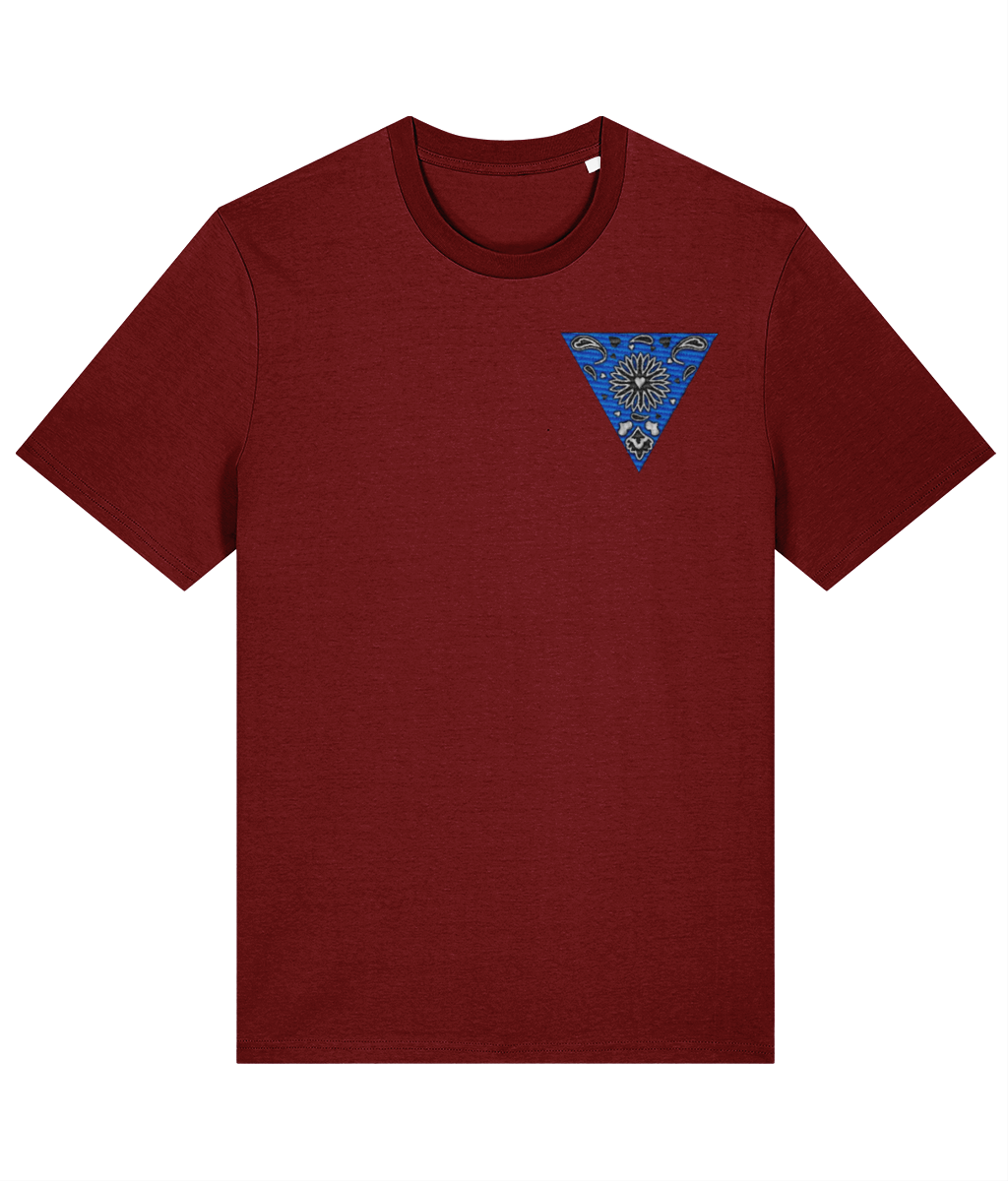 Flagging Blue Embroidered Organic T-shirt