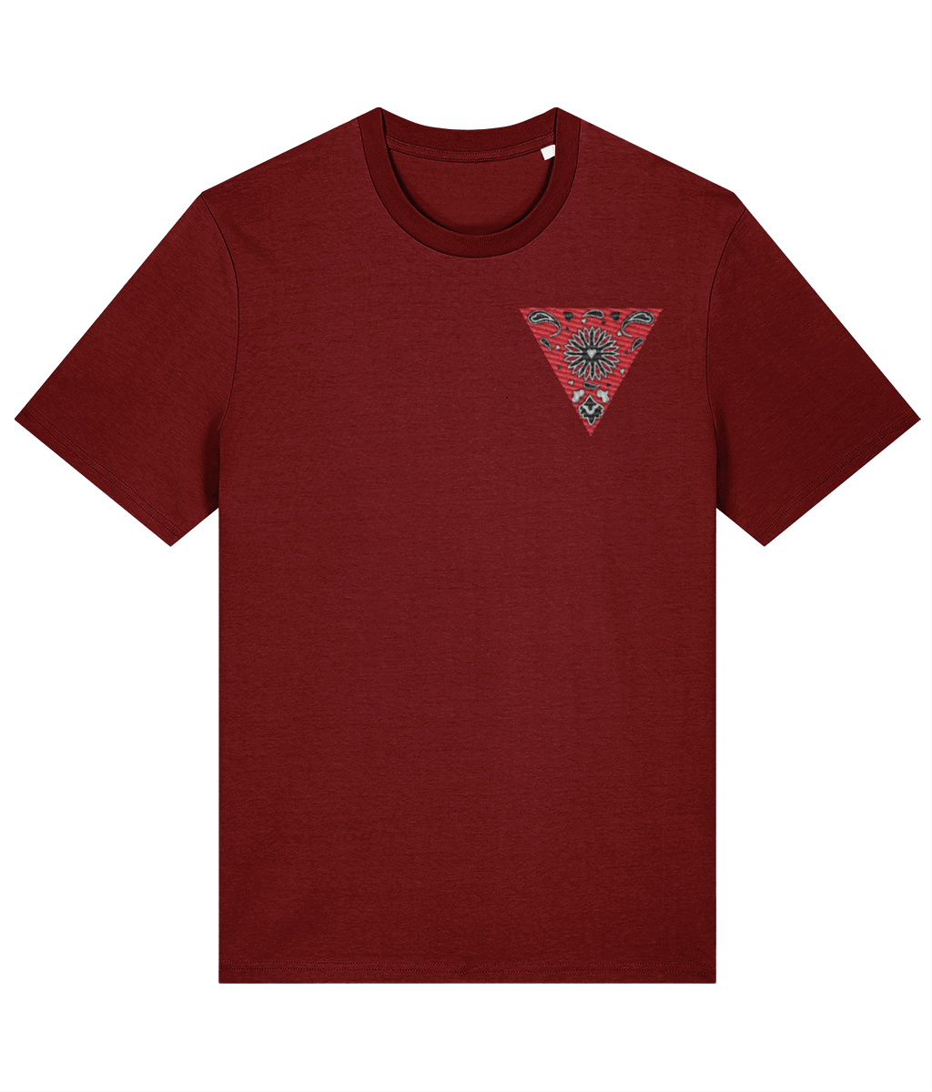 Flagging Red Embroidered Organic T-shirt