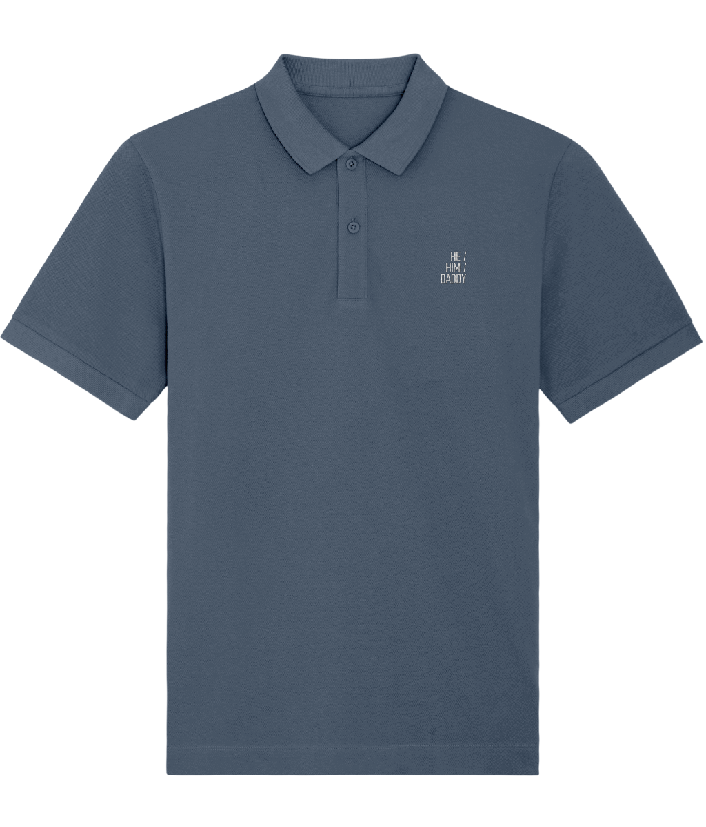 He/Him/Daddy Embroidered Organic Polo Shirt