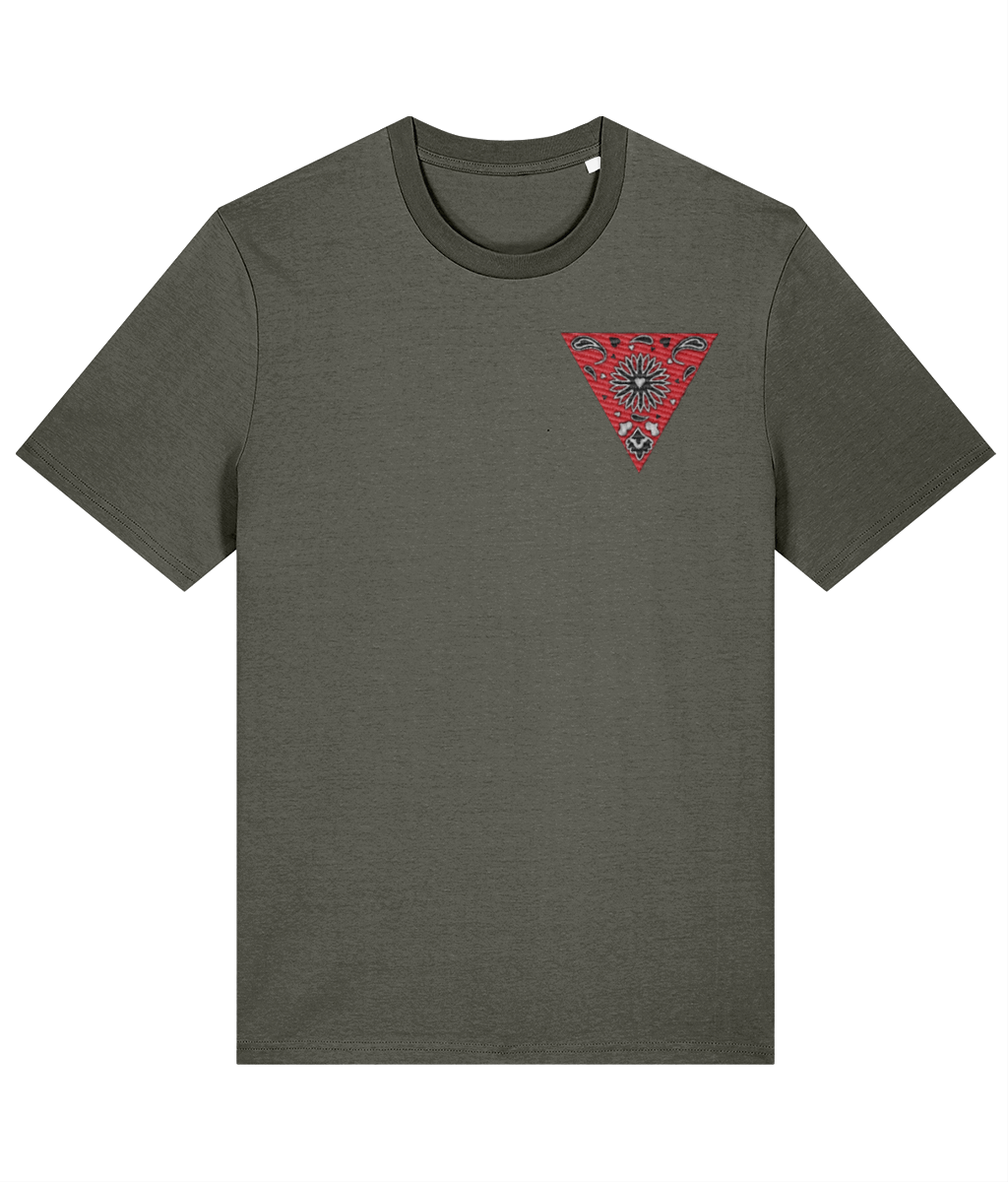 Flagging Red Embroidered Organic T-shirt