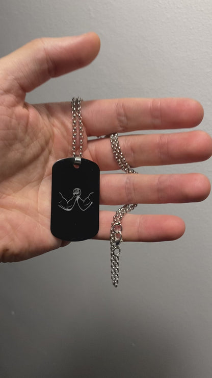 Arm Wrestle Black Aluminium Tag