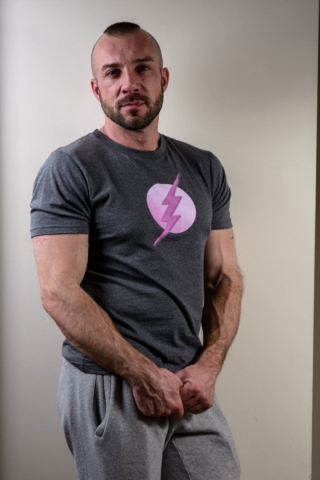 Grey & Pink Superhero Organic Cotton T-Shirt