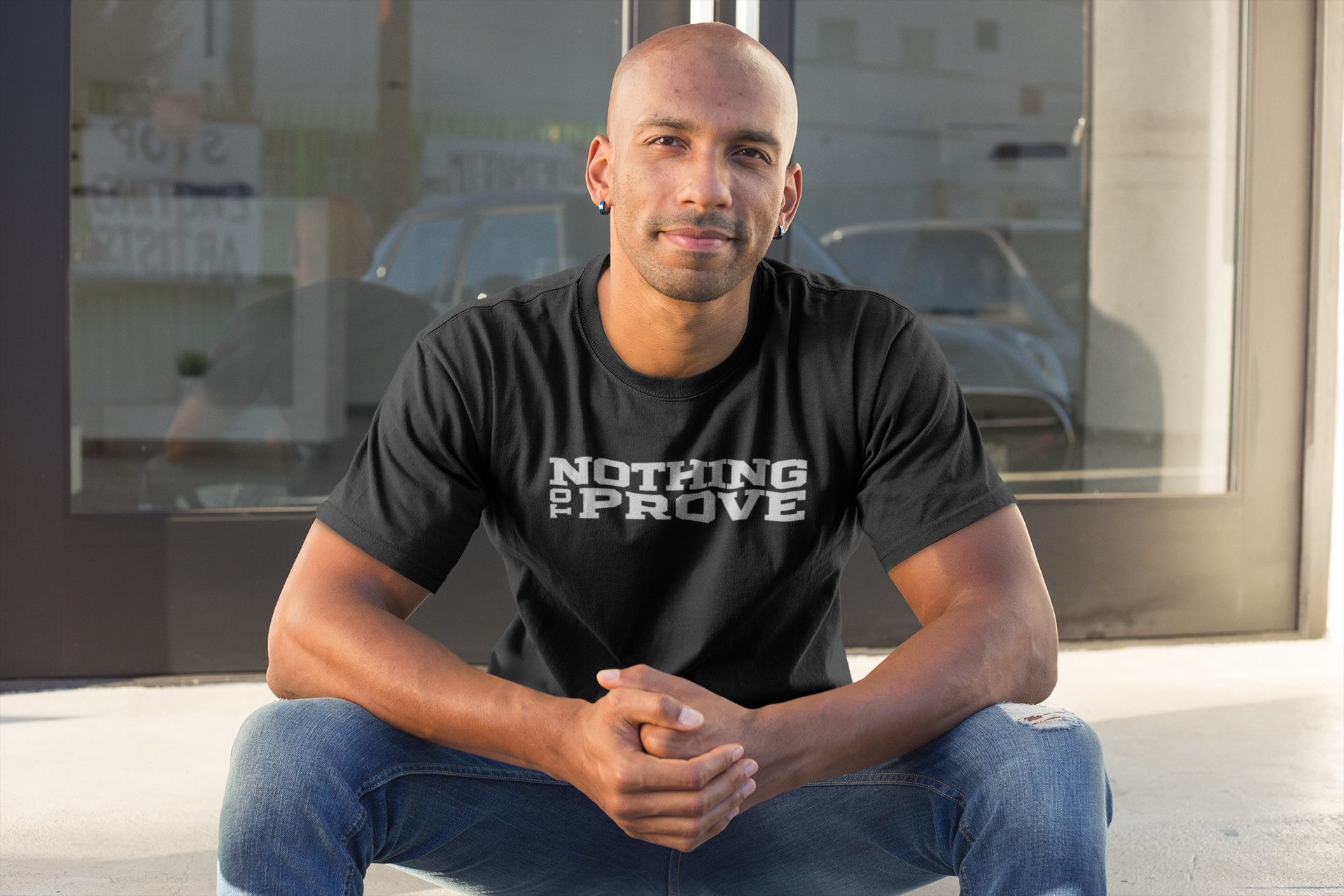 Handsome black man wearing the Nothing to Prove Gay T-Shirt 