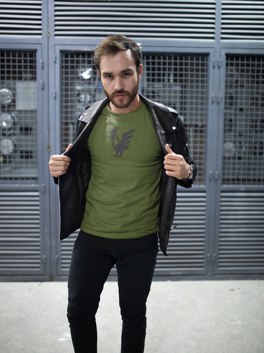 Man wearing a Green Cock Organic Cotton T-Shirt